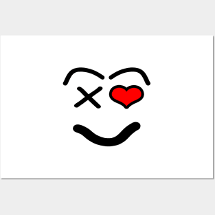 Funny love face - heart - red and black. Posters and Art